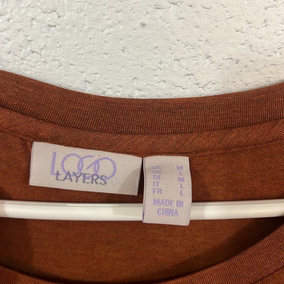 LOGO by Lori Goldstein Burnt Orange Layers Sleeveless Top - Picture 5 of 6